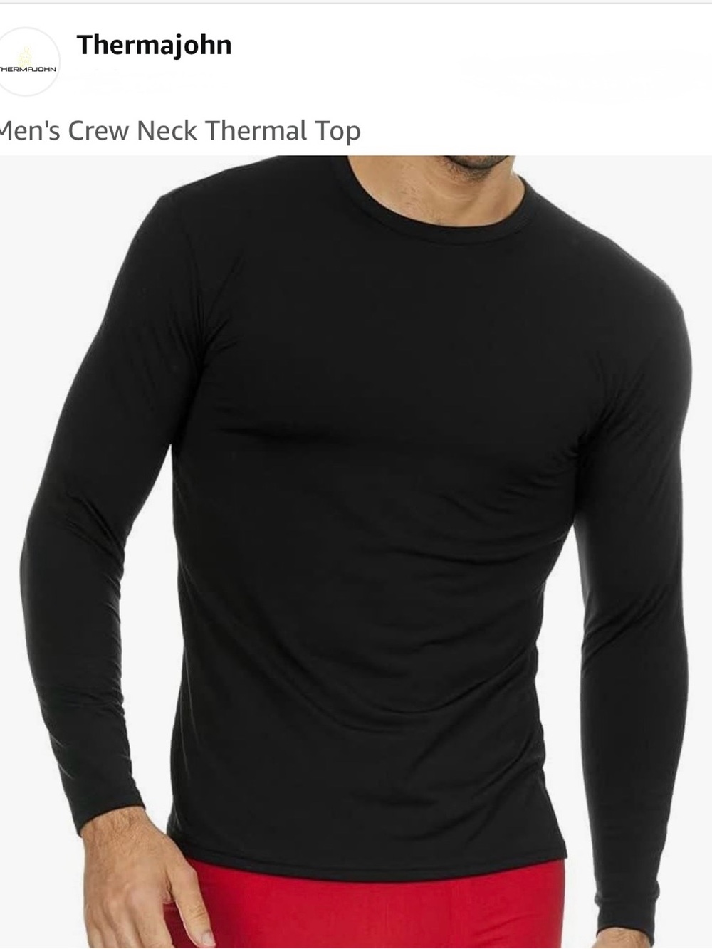 Men's Black Crew Neck Thermal Undershirt